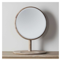 Nordic Style Light Oak and Glass Round Vanity Dressing Table Mirror 63.5x46cm