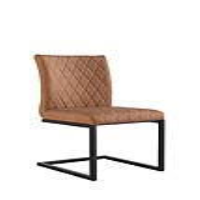 Industrial Metal And Tan PU Leather Upholstered Dining Room Carver Chair 90 x 50cm