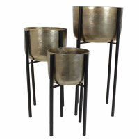 Elements Textured Aluminium Set of 3 Planters on Black stands