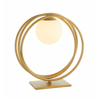 Modern Pablo Gold Finish Attached Ring Cluster Opal Glass Table Lamp