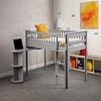 Grey Painted Wooden Kids Mid Sleeper Cabin Bunk Bed Frame With Desk
