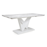 High Gloss Dining Table Grey and White Marble Effect 180 x 90cm