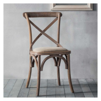 Farmhouse Style Natural Wooden Cafe Chair with Cross Back Design 50.5x53.5cm
