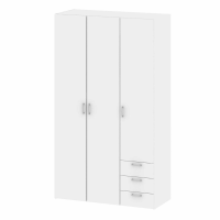 Space White Triple Combi Wardrobe 3 Doors 3 Drawers 115cm Wide x 200cm High