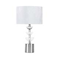 Value 41cm Satin Silver Metal And Crystal Table Lamp With White Cotton Shade