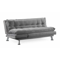 Sonder Modern Grey Velvet Fabric Sofa Bed with Polished Chrome Legs