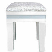 Grey Glass Mirror Stool With Padded Seat