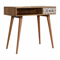 Modern Solid Mango Wood 1 Drawer and 1 Open Slot Writing Desk 80x88cm
