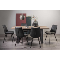 Tivoli Weathered Oak 6 to 8 Seater Table And 6 Fontana Dark Grey Faux Suede Chairs Dining Set
