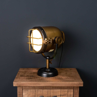 Brass And Black Industrial Metal Spotlight Table Lamp Round Base 41x32x30cm