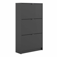Matt Black Painted Shoe Storage Cabinet Cupboard With 3 Tilting Doors Modern