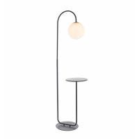 Modern Style Metal Black Finish Double Insulated Arc Floor Lamp With Opal Shade 175cm