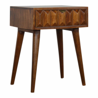 Scandinavian Carved Raised Pyramid Designed Bedside cabinet With Nordic Legs 57x45cm
