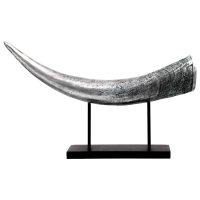 Black And Silver Large Bull Horn Ornament