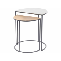 Starburst Set of Two Gold and Silver Semi Circle Starburst Side Tables