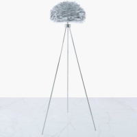 Tripod Floor Lamp With Grey Feather Shade