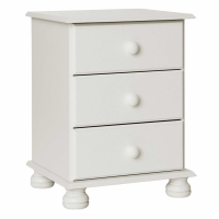 Modern Style White Copenhagen 3 Drawer Bedroom Bedside Cabinet 57.9x44cm