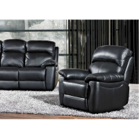 Modern Black Leather Upholstery Manual Recliner Comfy Armchair 1 Seater