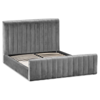 Modern Style Steel Metal Structure 5ft King Size Bed With Grey Velvet Fabric 120x228cm