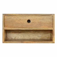 Traditional Style Solid Mango Wood Wall Mounted 1 Drawer Bedside Cabinet 25x45cm