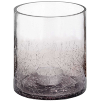 Small Round Smoked Glass Crackle Effect Candle Holder 10cm Diameter