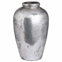 Tall Metallic Silver Finish Ceramic Flower Vase