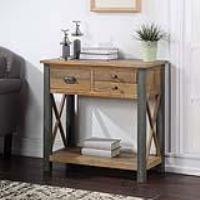 Urban Elegance Reclaimed Wood 3 Drawer Small Size Living Room Console Hall Table With Underneath Shelf 79 x 86cm