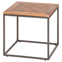 Hoxton Collection Brown Acacia Wood Parquet Top Side Table On Black Painted Legs