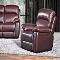 Modern Chestnut Leather Upholstery Manual Recliner Comfy Armchair 1 Seater