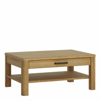 Oak 1 Drawer Large Coffee Sofa Table With Shelf Traditional Style