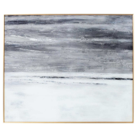 Modern Style Metallic Soft Costal Abstract Glass Image In Silver Frame 100x120cm