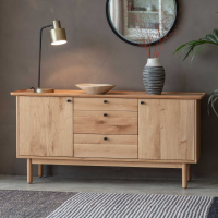 French Colonial Style Natural Oak 2 Door 3 Drawer Sideboard Cabinet Dresser 150cm Wide