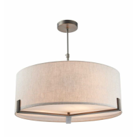 Hayfield Brushed Bronze Effect Pendant Light with Natual Linen Shade 56cm Diameter