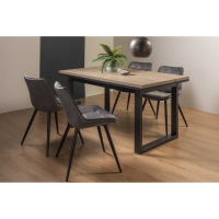 Tivoli Weathered Oak 4 to 6 Seater Extending Dining Set Peppercorn Legs 4 Grey Velvet Chairs