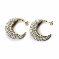 Half Moon Large Earring White Rose Water Opal White Opal Sky Shine