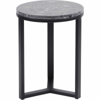 Shoreditch Powder Coated Black Metal And Grey Marble Travisso Modern Side Table 52 x 40cm