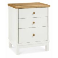 Modern 2 Tone White Painted Oak Top 3 Drawer Nightstand Bedside Table Cabinet Chest