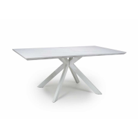 White Grey Marble Top Dining Table White Legs Heat Stain Scratch Resistant Top