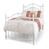 Nice 150cm King Size Glossy White Metal Bedstead Ornate Traditional Victorian Style