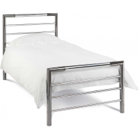 Modern Metal Nickel and Chrome Single Kids Bed Frame 3ft 90cm