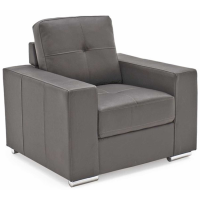 Gemona 1 Seater Modern Faux Leather Grey Armchair 95cm Wide