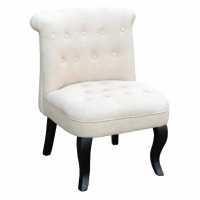 Modern Beige Wooden Occasional Upholstered Chair With Black Legs