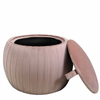 Modern Blush Pink Velvet Round Storage Dressing Table Stool With Lid 56cm Diameter