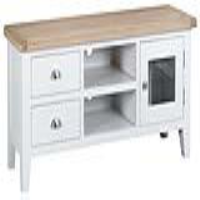 Moonlight White Finish With Lime Washed Oak Top Living Room Large TV Unit 55 x 150cm