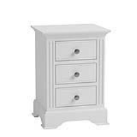 Pair of Modern White Painted Bedside Chests of 3 Drawers 40cm Wide Pewter Knobs