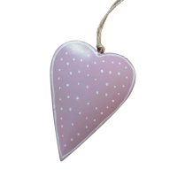 Pink Hanging Metal Heart with Dots Pink 2pk Small