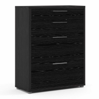 Prima Bookcase 2 Shelves With 2 Drawers + 2 File Drawers in Black woodgrain