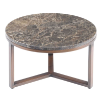Modern Fitzroy Emperador Marble Small Round Coffee Table With Metal Frame 32 x 60cm