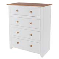 Capri Modern Arctic White Painted Solid Pine Chest of 4 Dovetail Drawers 104.3x 83.5cm