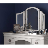 White Painted Dressing Table Vanity Mirror Tri Foldable Sides French Style